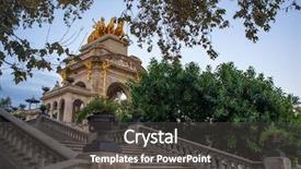  Presentation with fountain pen and inkpot - PPT theme consisting of waterworks - fountain in a parc de background and a dark gray colored foreground