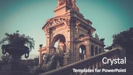  Presentation with fountain pen and inkpot - PPT theme enhanced with waterworks - fountain in a parc de background and a  colored foreground