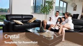  Presentation with flat - Colorful slide deck enhanced with wathching flat tv at modern backdrop and a coral colored foreground