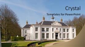  Presentation with estate - Presentation theme enhanced with yogurt with oatmeal blueberries raspberries and strawberries on stone background background and a tawny brown colored foreground