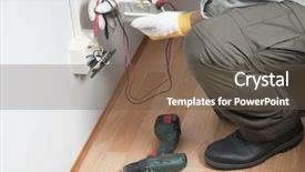  Presentation with electrician - Slides having watt meter - electrician at work background and a  colored foreground