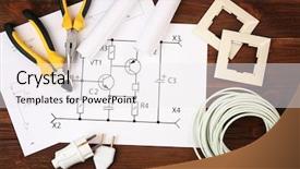  Presentation with electrician - Colorful PPT theme enhanced with watt meter - electrician tools and schemes backdrop and a white colored foreground
