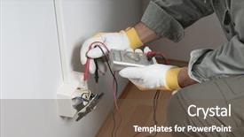  Presentation with electrician - Beautiful presentation theme featuring watt meter - electrician backdrop and a  colored foreground