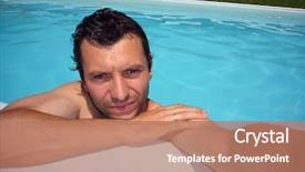  Presentation with jumping into a pool - Theme featuring watter - man in the swimming pool background and a coral colored foreground