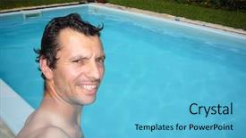  Presentation with swimming pool - Presentation design enhanced with watter - man in the swimming pool background and a light blue colored foreground