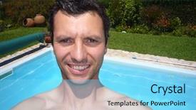  Presentation with jumping into a pool - PPT layouts enhanced with watter - man in the swimming pool background and a arctic colored foreground