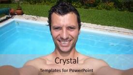  Presentation with swimming pool - Colorful slides enhanced with watter - man in the swimming pool backdrop and a coral colored foreground