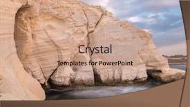  Presentation with places in israel - Colorful PPT theme enhanced with wave border - rosh hanikra cliff at sunset backdrop and a coral colored foreground