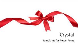  Presentation with red bow - Cool new slide deck with wave border - shiny red ribbon with bow backdrop and a white colored foreground