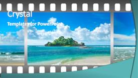  Presentation with frame border - Cool new presentation theme with wave border - variety of tropical landscapes backdrop and a teal colored foreground