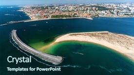  Presentation with city of chicago aerial view - Presentation theme with wave breaker - aerial shot of the city background and a forest green colored foreground