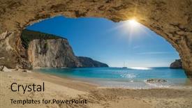  Presentation with summer - Amazing slide set having wave breaker - beautiful summer white porto katsiki backdrop and a coral colored foreground