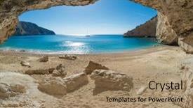  Presentation with green and white - Theme having wave breaker - beautiful summer white porto katsiki background and a coral colored foreground