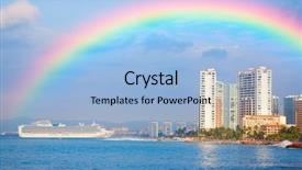  Presentation with rainbow wave - Colorful PPT theme enhanced with wave breaker - rainbow over puerto vallarta backdrop and a light blue colored foreground
