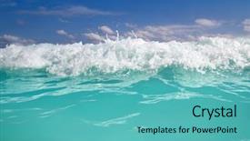  Presentation with blue wave - Colorful slides enhanced with wave caribbean sea water foam backdrop and a teal colored foreground
