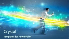  Presentation with training aspire man running - Beautiful slides featuring programming contest - business man running with device backdrop and a  colored foreground