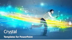  Presentation with training aspire man running - Slide set featuring programming contest - business man running with device background and a teal colored foreground