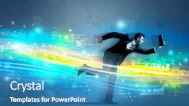  Presentation with training aspire man running - Cool new PPT theme with programming contest - business man running with device backdrop and a  colored foreground