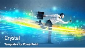  Presentation with high tech - Audience pleasing presentation design consisting of programming contest - business man running with device backdrop and a  colored foreground