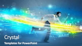  Presentation with training aspire man running - PPT layouts consisting of programming contest - business man running with device background and a teal colored foreground