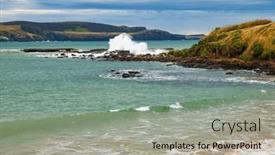  Presentation with new zealand - PPT layouts with wave-crashes-on-the-rocks background and a light gray colored foreground