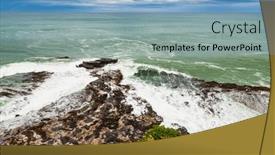  Presentation with new zealand - PPT theme featuring wave-crashes-on-the-rocky background and a light blue colored foreground