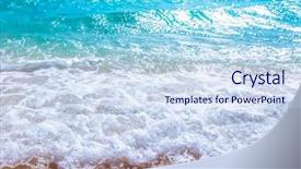  Presentation with footprints and sand beach - PPT layouts enhanced with wave of sea on sand background and a sky blue colored foreground