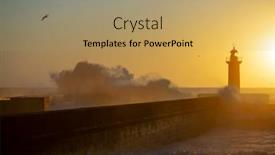  Presentation with wave - Slides having wave-on-the-lighthouse background and a coral colored foreground