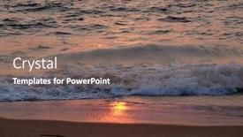  Presentation with goa beach - PPT theme enhanced with wave-rolling-over-the-sands background and a violet colored foreground