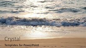  Presentation with goa beach - Theme featuring wave-rolling-over-the-sands background and a coral colored foreground