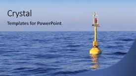  Presentation with sound signal - PPT layouts consisting of wave sound signal - floating yellow beacon blue sea background and a light blue colored foreground
