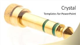  Presentation with sound signal - Colorful PPT layouts enhanced with wave sound signal - golden jack connector on white backdrop and a  colored foreground