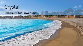  Presentation with wave - Cool new PPT theme with wave spring - benicassim els terrers playa beach backdrop and a light blue colored foreground