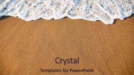  Presentation with sea shore - PPT theme consisting of wave washing up onto a sea shore in the evening light background and a coral colored foreground