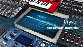  Presentation with music instruments - Slide set featuring waveform - music instruments and tablet background and a ocean colored foreground