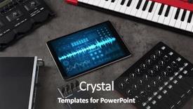  Presentation with music instruments - Cool new slide deck with waveform - music instruments and tablet backdrop and a dark gray colored foreground