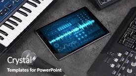  Presentation with music instruments - PPT theme featuring waveform - music instruments and tablet background and a dark gray colored foreground