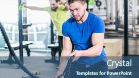  Presentation with children doing kids gym - Beautiful PPT layouts featuring wavefunctions - people in gym doing sport backdrop and a ocean colored foreground