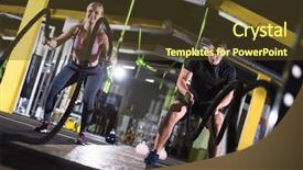  Presentation with sports nutrition for athletics - Presentation theme having wavefunctions - young fit sports couple working background and a  colored foreground