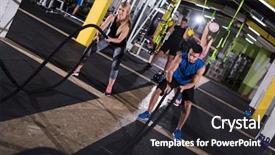  Presentation with battle - Audience pleasing PPT theme consisting of wavefunctions - young fit sports couple working backdrop and a  colored foreground