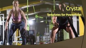  Presentation with disability sports - Slides featuring wavefunctions - young fit sports couple working background and a  colored foreground