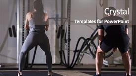  Presentation with sports nutrition for athletics - Amazing slides having wavefunctions - young fit sports couple working backdrop and a gray colored foreground