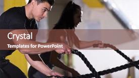  Presentation with sports - Theme consisting of wavefunctions - young fit sports couple working background and a  colored foreground