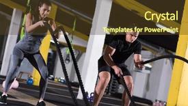  Presentation with sports - Theme enhanced with wavefunctions - young fit sports couple working background and a  colored foreground