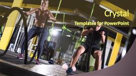  Presentation with sports - Theme featuring wavefunctions - young fit sports couple working background and a tawny brown colored foreground