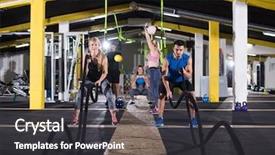  Presentation with battle - Theme having wavefunctions - young fit sports couple working background and a dark gray colored foreground