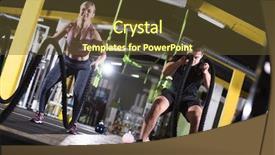  Presentation with sports - Audience pleasing PPT theme consisting of wavefunctions - young fit sports couple working backdrop and a tawny brown colored foreground