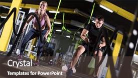  Presentation with battle - Beautiful PPT theme featuring wavefunctions - young fit sports couple working backdrop and a dark gray colored foreground