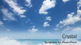  Presentation with blue waves - Beautiful theme featuring waves and blue sky backdrop and a light blue colored foreground