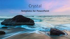  Presentation with beach rocks - PPT theme consisting of waves-and-rocks-on-beach background and a light blue colored foreground